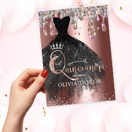 Chic ro silver glitter droppar Quinceanera Quincea Inbjudningar