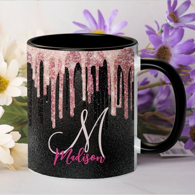 Chic ro  svartdroppsmonogram mugg (Skapare uppladdad)
