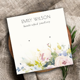 Chic  Ro Vattenfärgsfärgad Blommigt Visning för av Fyrkantigt Visitkort