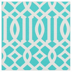 Chic Robin's Egg Blue and White Trellis Mönster Tyg