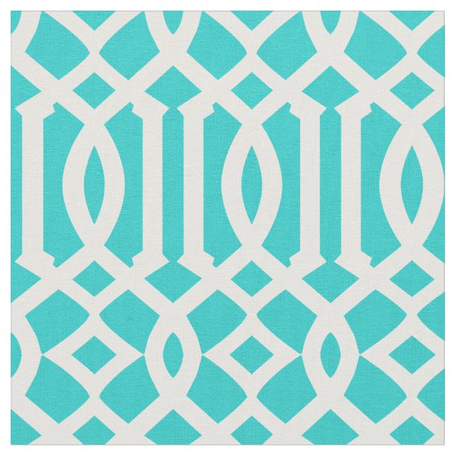 Chic Robin's Egg Blue and White Trellis Mönster Tyg (Närbild)
