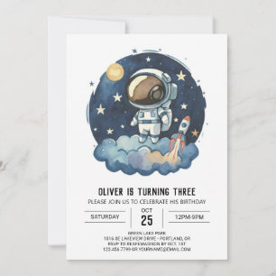 Chic Rocket Children's Astronaut Boy Birthday Inbjudningar