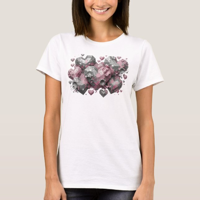 Chic röd ABSTRAKT KONST Konsttryck T Shirt (Framsida)