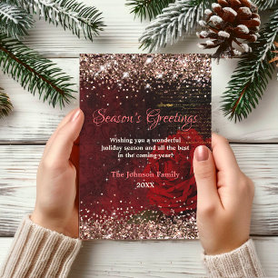 Chic röd blomma guld glitter jul nytt år