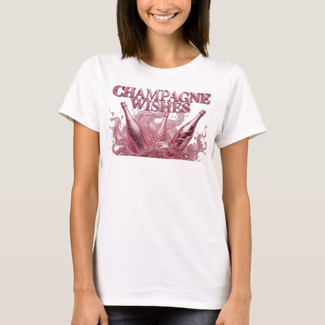 Chic röd CHAMPAGNE ÖNSKAR Statement T-shirt (Framsida)
