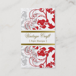 Chic röd elegant för damastast krusidull för visitkort