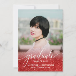 Chic röd glitter Ombre flickig fototexamen Meddelande