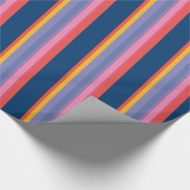 Chic Röd, Gult, Rosa, Blå Rand, Papper Presentpapper
