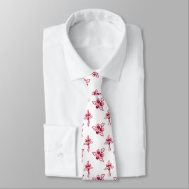 Chic Röd ros Blommönster om White Necktie Slips