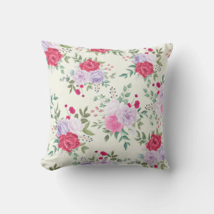 chic röd,rosa blommigt kudde