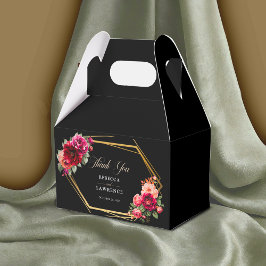 Chic röd svart blommigt bröllop presentaskar