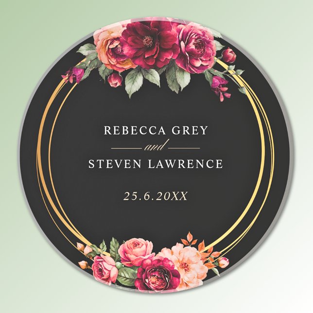 Chic röd svart blommigt bröllop underlägg (Skapare uppladdad)