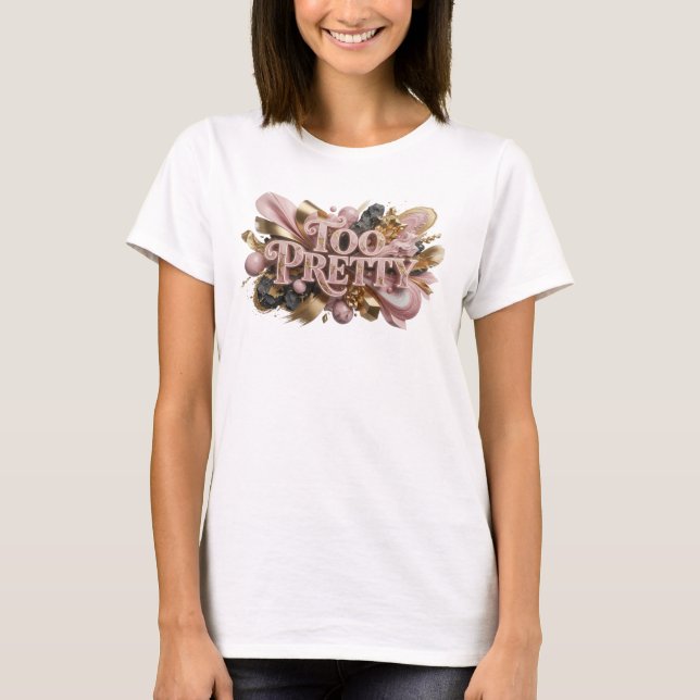 Chic röd TOO PRETTY specialdesignad t-shirt (Framsida)