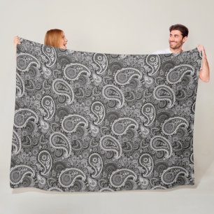 Chic Roligt Black and White Paisley Classic Mönste Fleecefilt