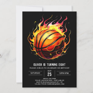 Chic Roligt Bohemian Basketball Birthday Inbjudningar