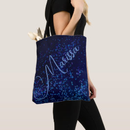 Chic Roligt Personlig Blue Confetti Tote Tygkasse