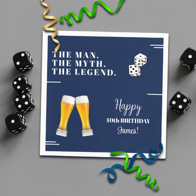 Chic Rolling Dices Pints 40th Birthday Pappersservett (Skapare uppladdad)