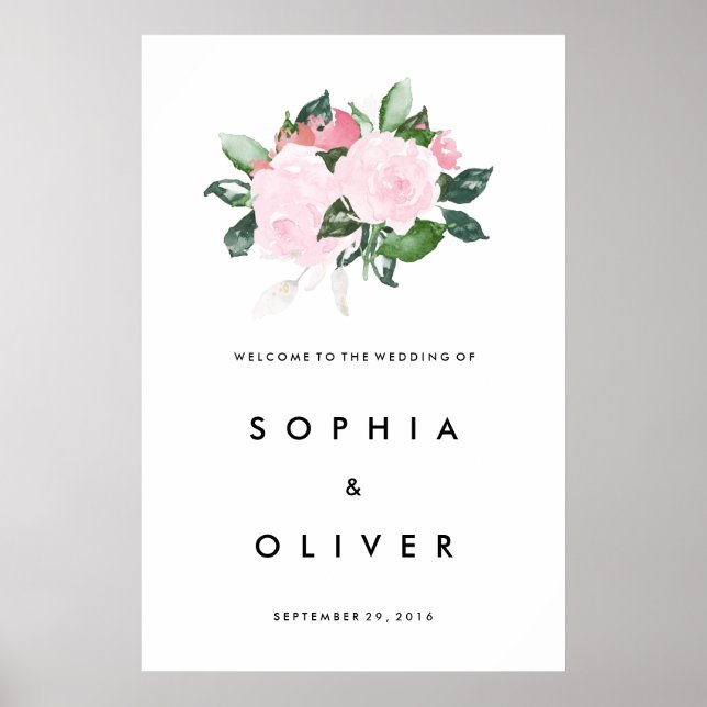 Chic Romance Stor Bröllops välkomstskylt Poster (Framsidan)