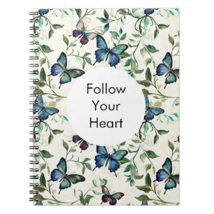 Chic Romantic Blue Butterflies Anteckningsbok