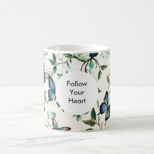 Chic Romantic Blue Butterflies Kaffemugg