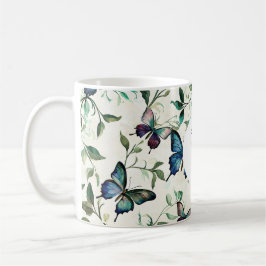 Chic Romantic Blue Butterflies Kaffemugg
