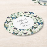 Chic Romantic Blue Butterflies Möhippa Underlägg Papper Rund<br><div class="desc">Chic Romantic Blue Butterflies Möhippa Bröllop födelsedagen</div>