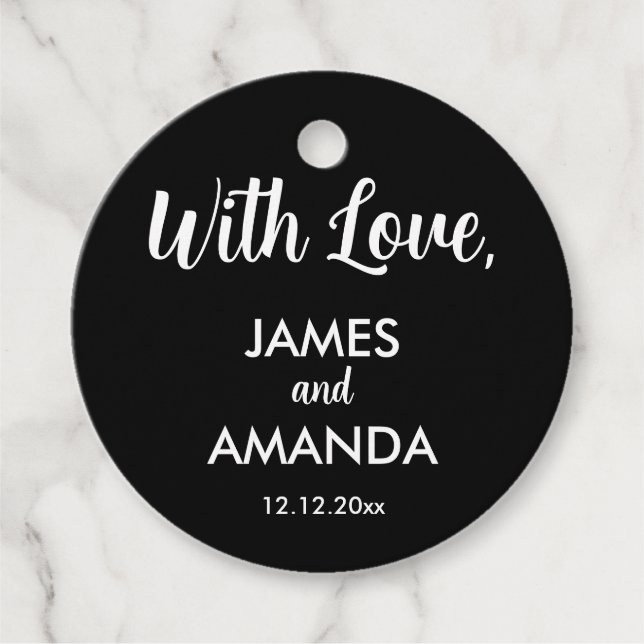 Chic Romantic Bröllop ’With Kärlek’ Gåvor Etiketter (Framsida)