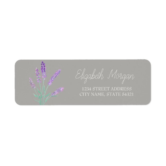 Chic Romantic Lavander Address Label Returadress Etikett (Framsidan)