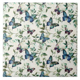 Chic Romantisk Blå Fjärilar Bröllopsdusch Kakelplatta