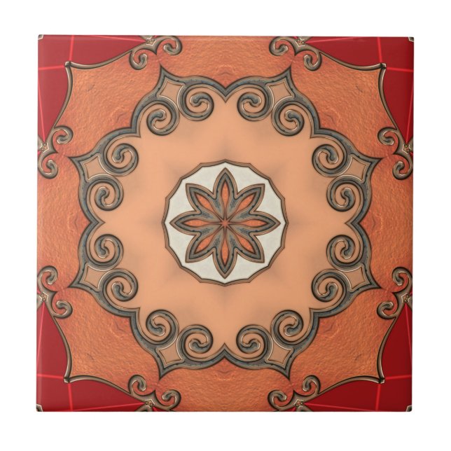 Chic - Romantisk Blommigt Geometric Design Tile Kakelplatta (Framsidan)