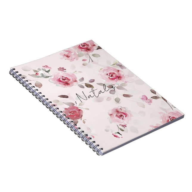Chic Romantisk Rosa Blommigt Anteckningsbok (Högra Sidan)