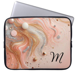 Chic Romly glitter monogram rosa silver guld Laptop Fodral