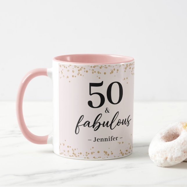 Chic Rosa 50 och Fabulous Birthday Mugg (Med munk)