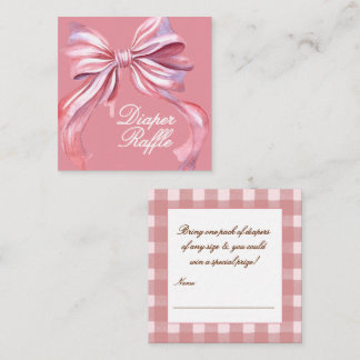 Chic Rosa Akvarell Blöja Lotteri för Baby Shower Tilläggskort