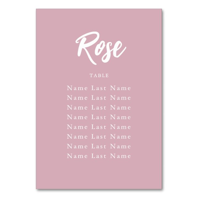 Chic Rosa Anpassningsbar Bord Namn sätestilldelnin Bordsnummer (Framsidan)