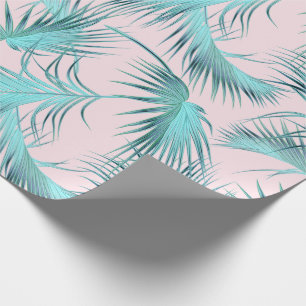 Chic Rosa Aqua Blue Handflatan Fronts Mönster Presentpapper