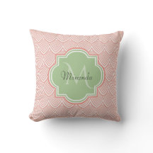 Chic Rosa Arched Scallops Soft Grönt Monogram Namn