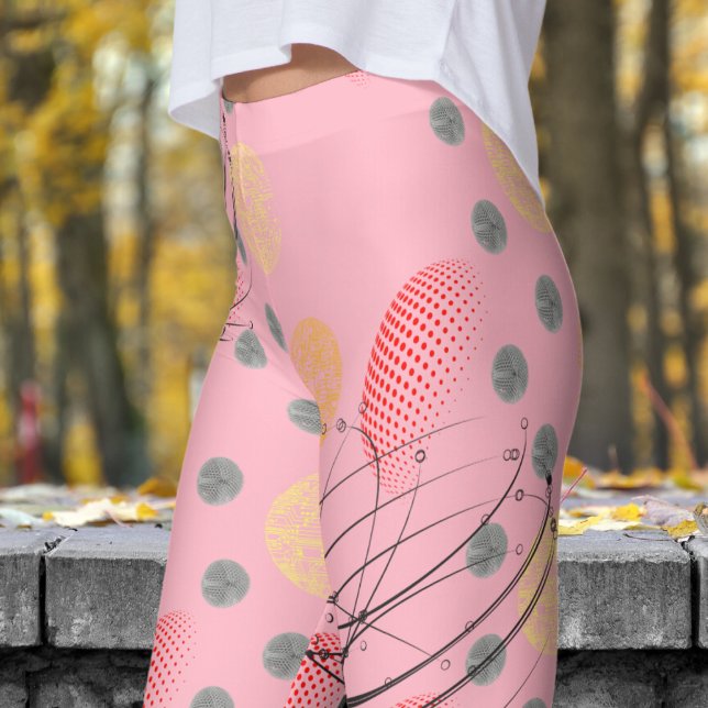 Chic Rosa Atomic Vortex Mönster Leggings (Cherry Blossom Pink Atomic Vortex Leggings)