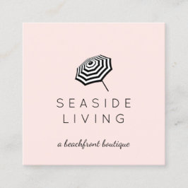 Chic Rosa av stripe-paraplyer-Logotyp Fyrkantigt Visitkort