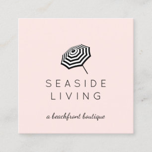 Chic Rosa av stripe-paraplyer-Logotyp Fyrkantigt Visitkort