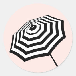 Chic Rosa av stripe-paraplyer-Logotyp Runt Klistermärke