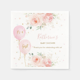 Chic Rosa Balloons Blommigt Girl Baby Shower Pappersservett