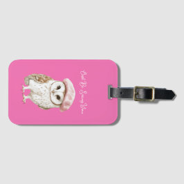 Chic Rosa Baret Brun Vit Uggla Be Seeing You Bagagebricka