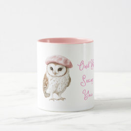 Chic Rosa Baret Brun Vit Uggla Be Seeing You Mugg