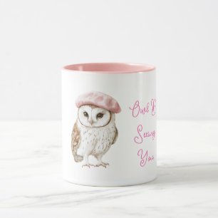 Chic Rosa Baret Brun Vit Uggla Be Seeing You Mugg