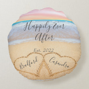 Chic  Rosa Beach Par Hearts Sand Rund Kudde