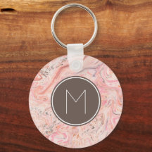 Chic Rosa Beige Grått Marble Monogram