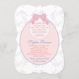 Chic Rosa Bib Ribbon Girl BABY SHOWER Inbjudan