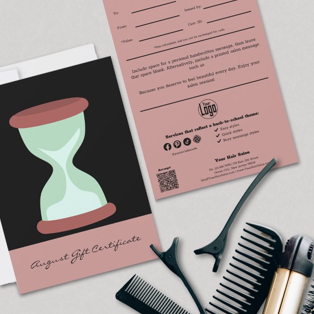 Chic Rosa Black August Gift Certificate (Chic Pink Black August Gift Certificate)