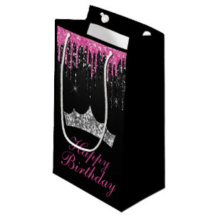 Chic Rosa Black Dripping Glitter Tiara Birthday